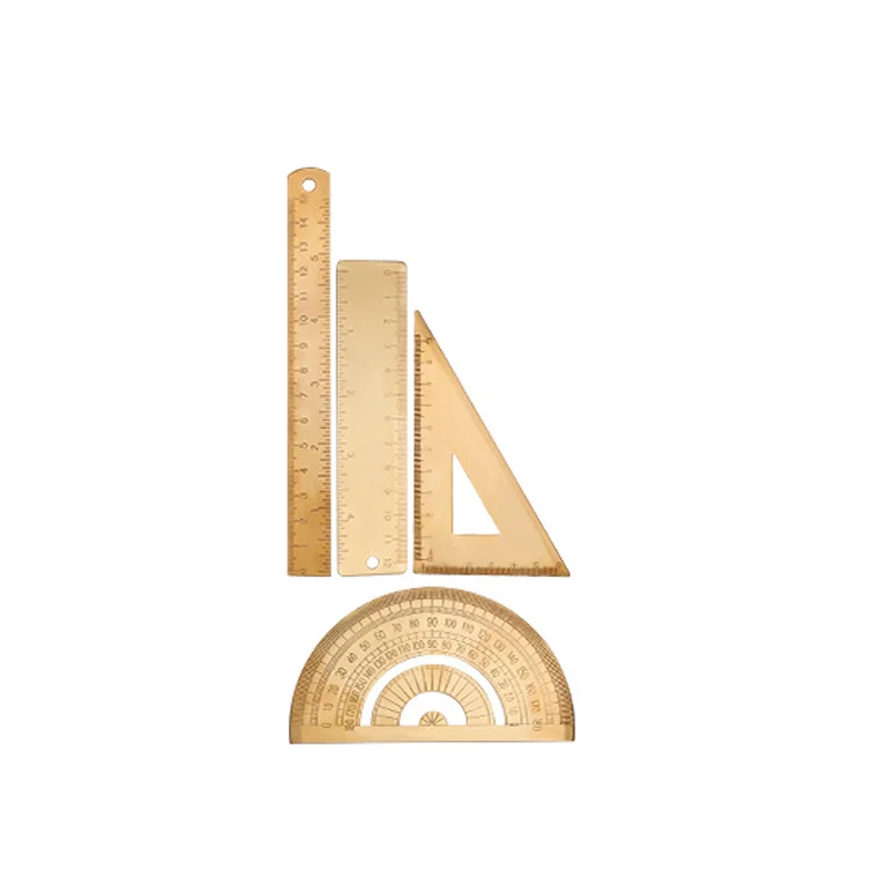 

High Quality Copper Stationery Ruler Triangle Ruler Protractor Office&School Educational Supplies Drawing Measuring Tools