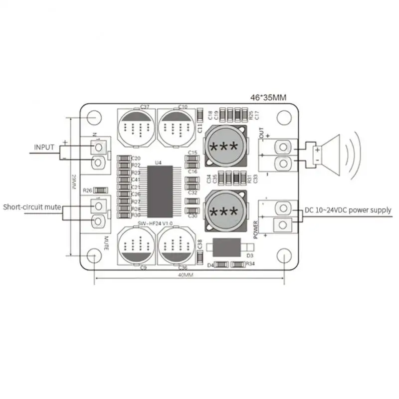 DC8-24V TPA3118 PBTL 60 Вт моно плата цифрового аудио усилителя 1x60 4-8 Ом замена TPA3110 для Arduino |