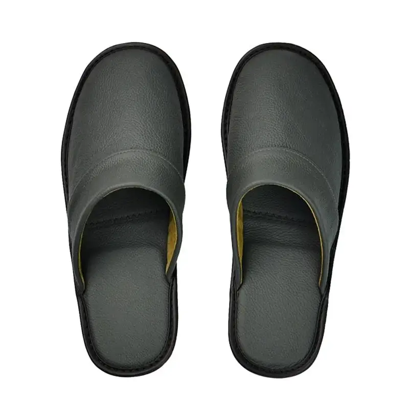 Домашние тапочки из натуральной коровьей кожи Нескользящая обувь для мужчин и