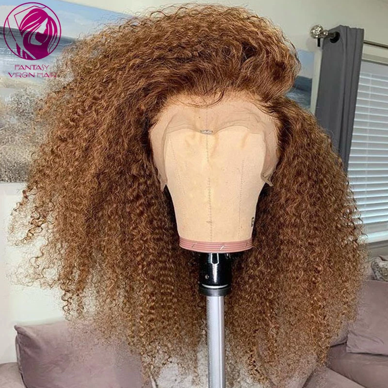 

Afro Kinky Curly Lace Front Wig Human Hair Women Honey Blonde Frontal Wigs 13x4/13x6 REmy Hair 150% Free Parting Glueless Sale