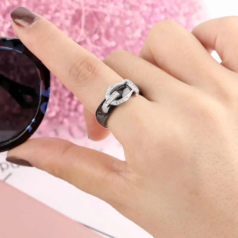 Кольцо на палец с керамическим покрытием женское изысканное свадебное Ювелирное