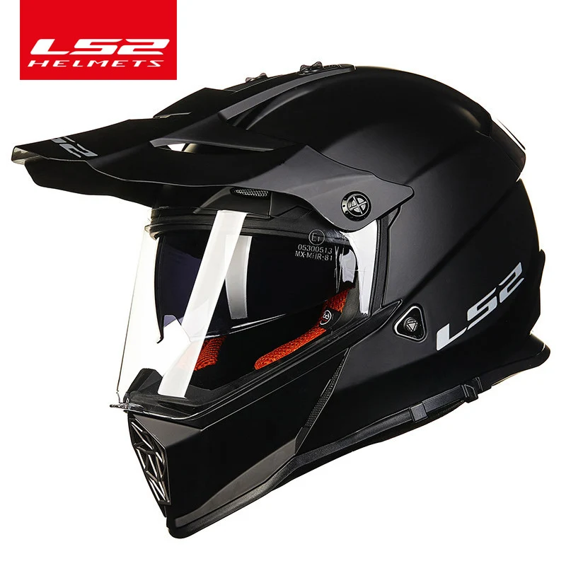 matte black LS2 Pioneer шлем для мотокросса с двойными линзами ls2 MX436 внедорожный мотоциклетный шлем capacete casco casque с sunshied - Цвет: matte black