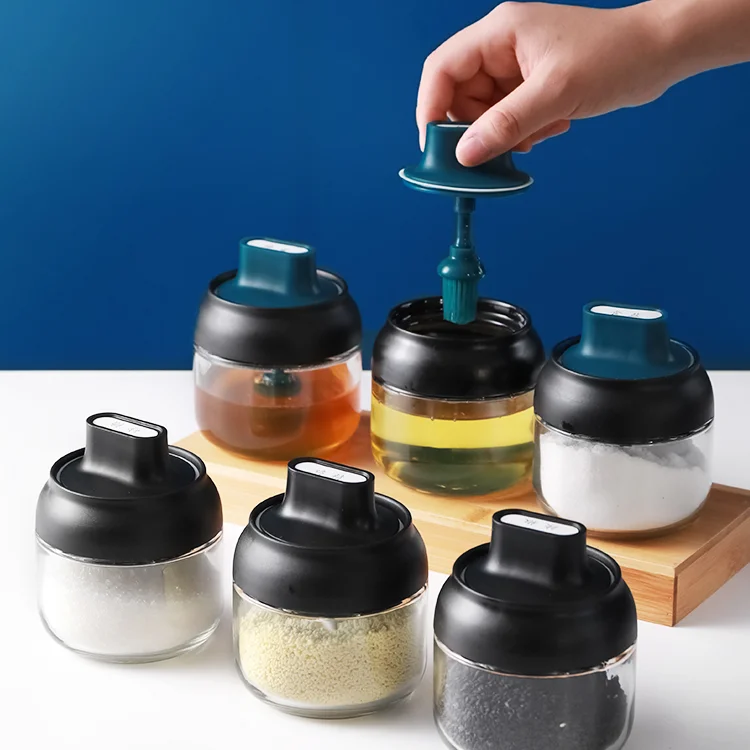 

Креативная стеклянная банка для приправ в скандинавском стиле, контейнер для хранения сахарной соли и перца, полка для специй, контейнер, сп...