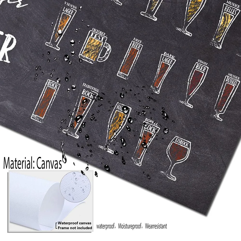 

Canvas Painting Types of Beer Lager Posters and Prints Wall Art Picture for Living Room Decor No Frame