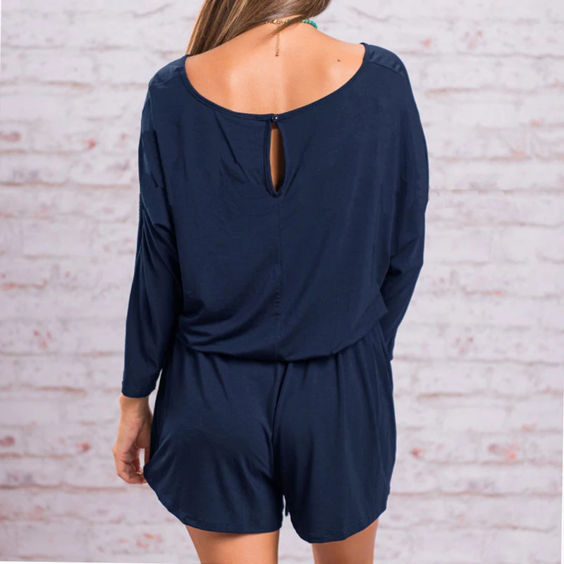 

Aurkrrvn Casual Womens Playsuits Three Quarter Sleeve Loose Playsuits for Woman Drawstring Office Lady Playsuit Romper Plus Size