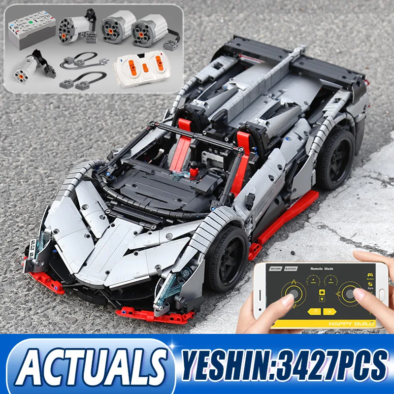 3427 шт. MOC радиоуправляемая техника автомобиль Venenosd Roadster мощная модель автомобиля