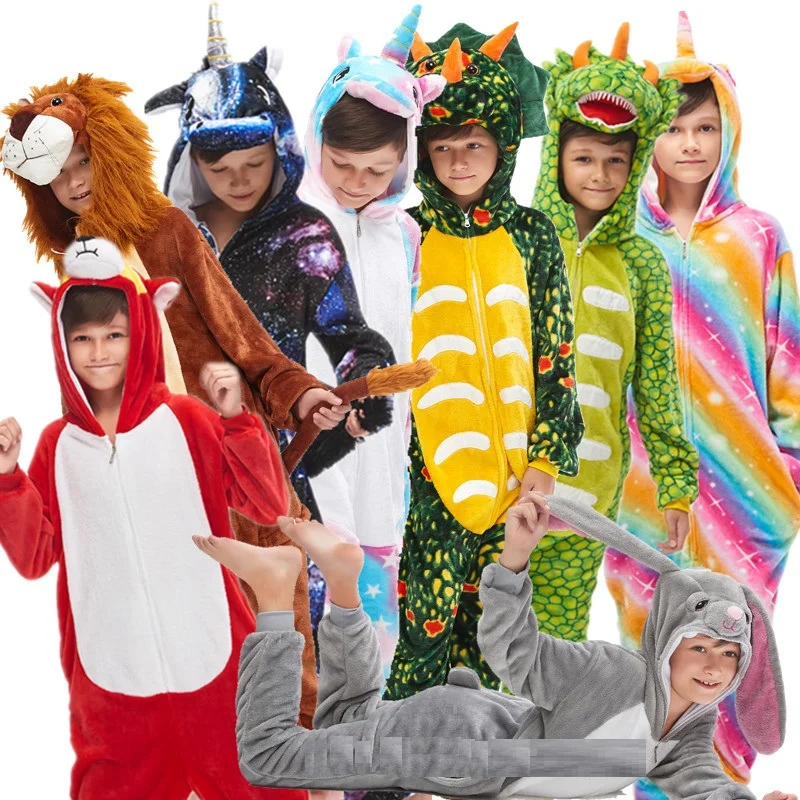 Kigurumi/Детская Пижама с единорогом для девочек; Пижама с капюшоном для мальчиков; Рождественская Пижама с единорогом; одеяло для сна; комбинезон с животными