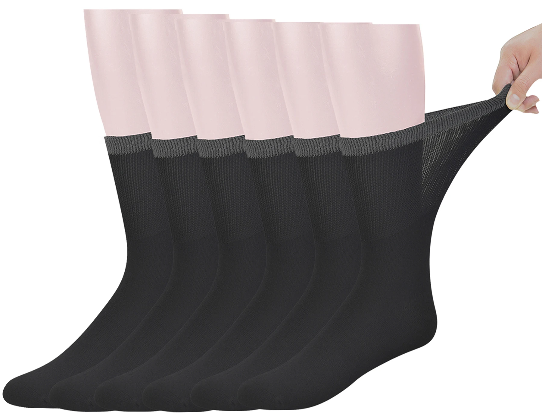 

Best Mens Bamboo Mid-Calf Diabetic Socks With Seamless Toe,6 Pairs L Size(Socks Size:10-13)