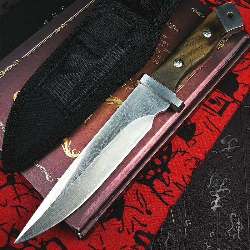 

PEGASI груша деревянная ручка дамасский узор острый спасательный нож Походный нож с прямым лезвием охотничий нож тактический нож