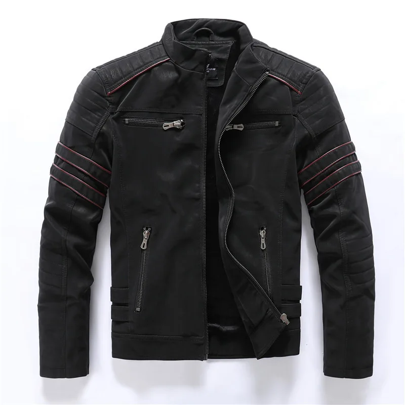 

Vintage Leather Jackets Winter Men's Leather Jacket Fleece Thick Warm Motorcycle PU Jacket Male Biker Leather Coats Mens L-4XL