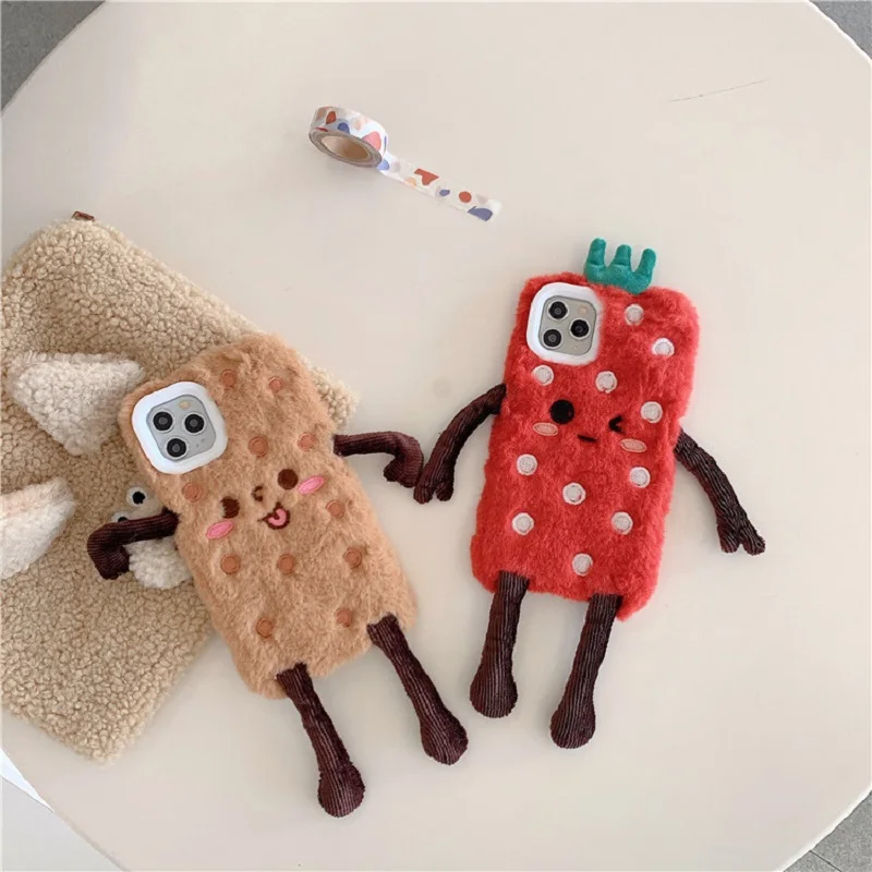 Cartoon Fur cases For iPhone 11 case XS X XR Pro Max 8 Plus Cute three-dimensional Soft Plush Phone Cover iphone 7 xr coque |