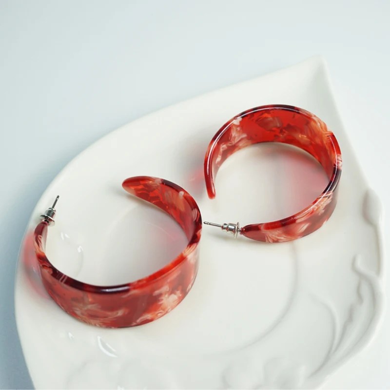 Cpop модные большие серьги кольца для женщин красные зеленые черные акриловые