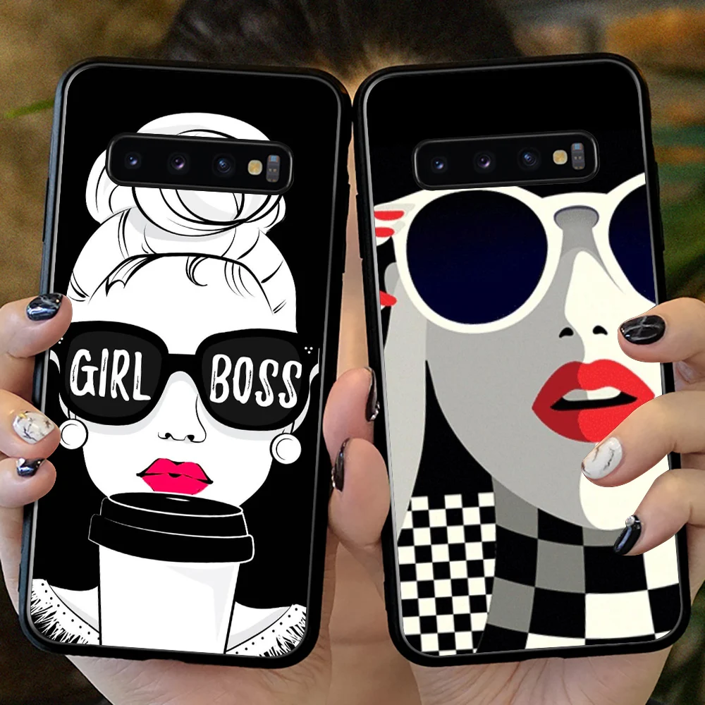 

Fashion Girl Boss case for Galaxy S20 S21 Plus Ultra S10e S7 Edge S8 S9 S10 Plus lite S20 FE Black soft Cover case for S20FE S21