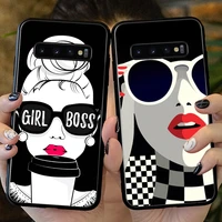fashion girl boss case for galaxy s20 s21 plus ultra s10e s7 edge s8 s9 s10 plus lite s20 fe black soft cover case for s20fe s21