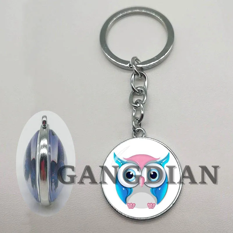 Animal keychain cartoon owl art picture double-sided glass car men's gift | Украшения и аксессуары