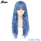 Ebingoo длинный глубокий волнистый блонд розовый синий черный белый синтетический парик с аккуратной челкой для женщин высокотемпературное волокно