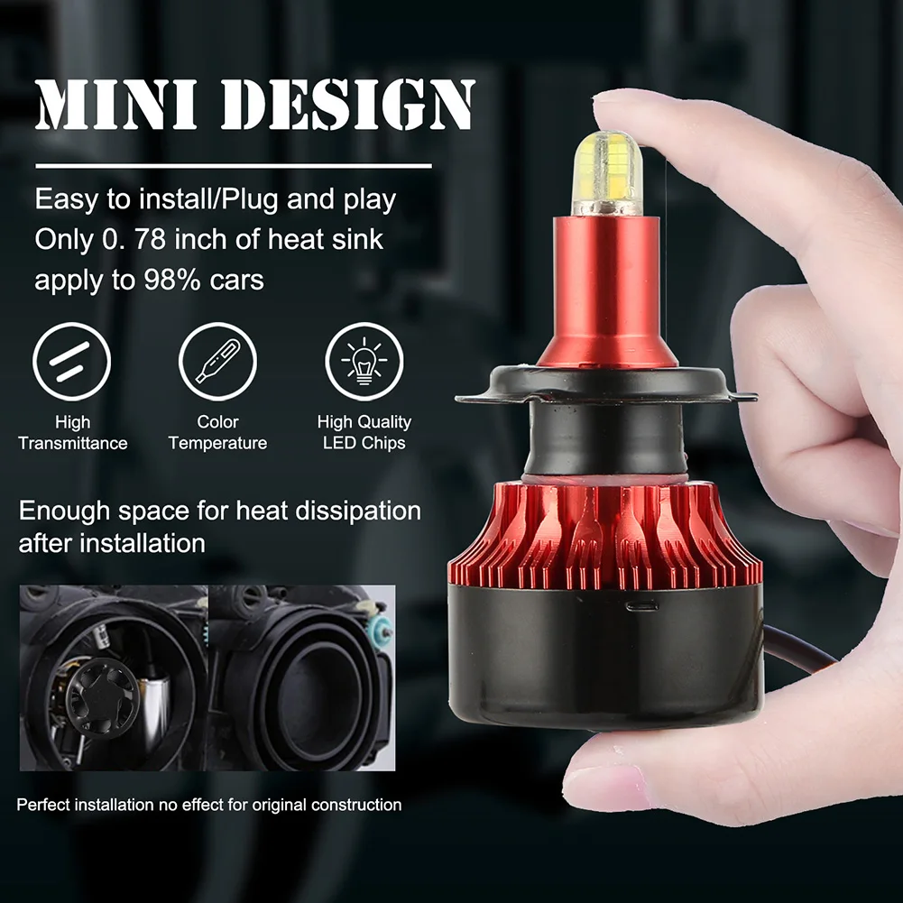 

2x мини H1 H4 H7 H11 светодиодный фар автомобиля лампы 10000LM 9005 HB3 9006 HB4 авто лампа автомобильных фар преобразования основного хода Шарообразные СВЕ...