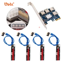 ubit 1x to 16x pci graphics extension ethereum eth mining pci e riser express card60cm usb 3 0 cable4 port transfer adapter