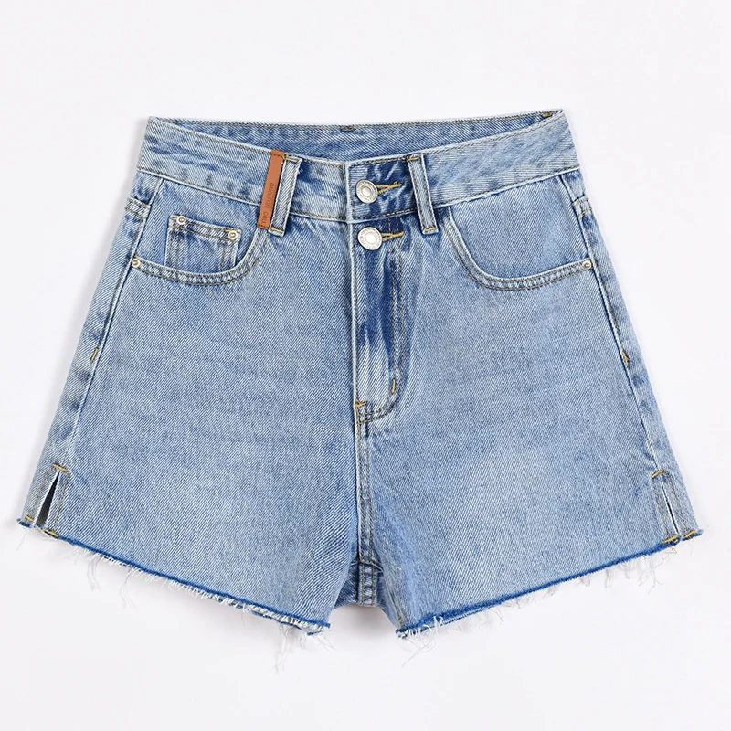 Short Sexy bleu clair e-girl's, taille haute, multi-boutons, plage, fête, pantalon chaud, mode coréenne, choix essentiel, été