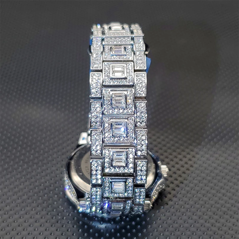 

Men's Quartz Watch Fashion Classic Ice Out Diamond Bezel Sunburst Dial Calendar Waterproof Clock Male Relogio Masculino 2021 NEW