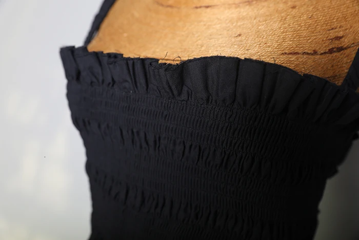 SHENGPALAE Новое весеннее модное черное платье без бретелек с открытой спиной в стиле пэчворк Плиссированное женское платье длиной до щиколотки SA448