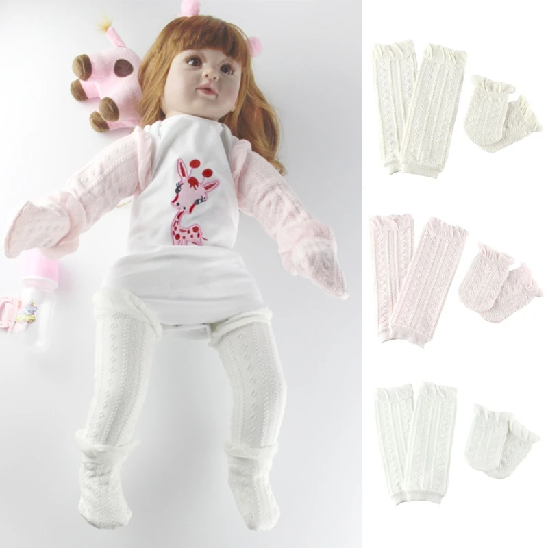 

Baby Children Knee Tube Stocking+Arm Sleeves+Glooves+Socks Set Soft Cotton Leg Warmer Mittens Kit Newborn Shower Gifts