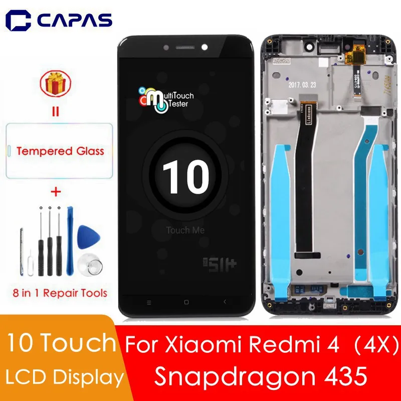 10 точечный сенсорный экран для Xiaomi Redmi 4X глобальный ЖК дисплей дигитайзер рамка в