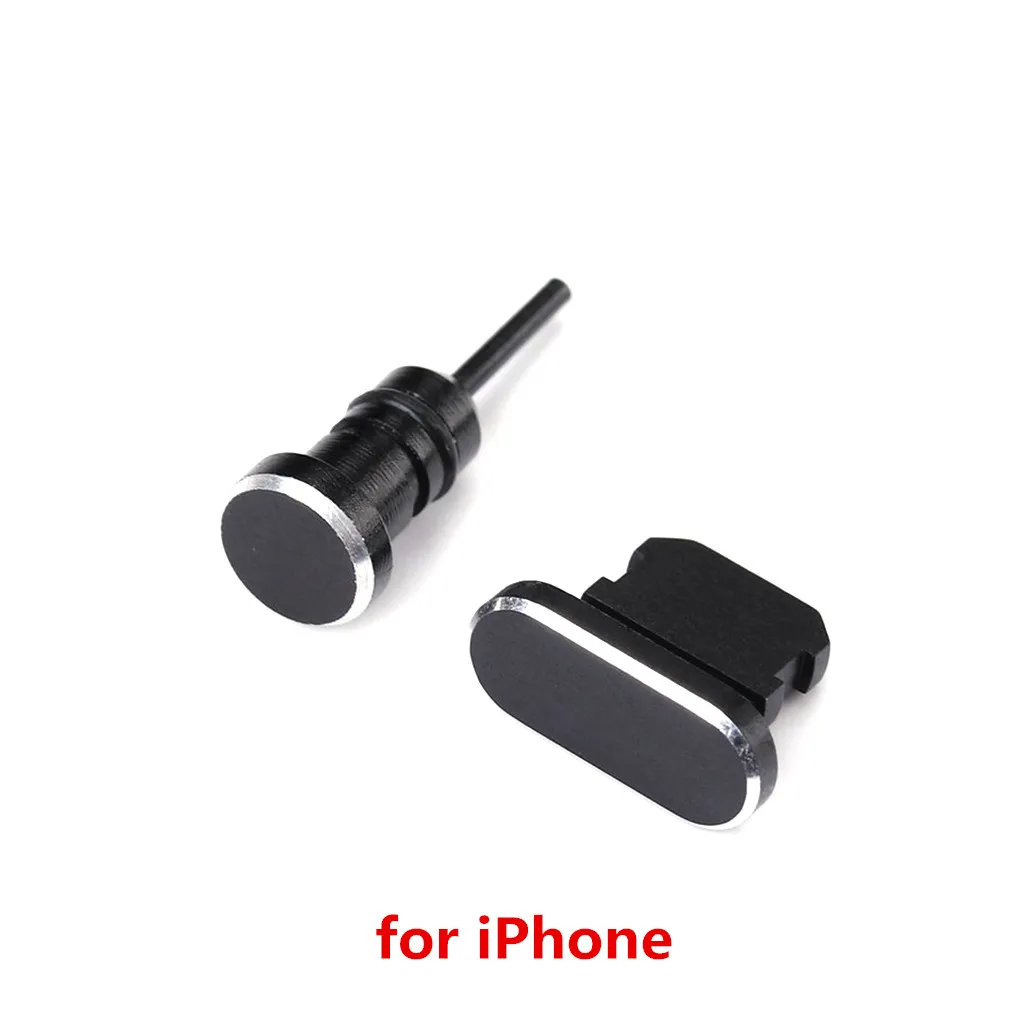 NO.1 for iPhone 2 шт металлический зарядный порт+ 3,5 мм разъем для наушников Пылезащитная заглушка Замена для Android для iPhone для мобильного телефона type-C - Цвет: NO.1 for iPhone