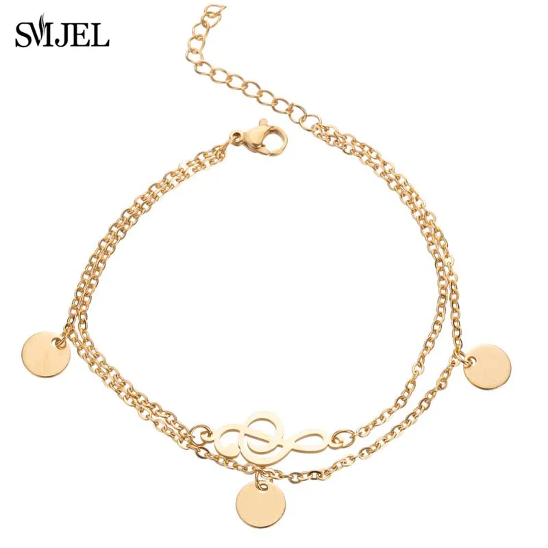 257gold bracelet SMJEL мини серьги с музыкальной символикой из нержавеющей стали, милые маленькие серьги-гвоздики для женщин, очаровательные серьги с музыкальной нотой, ювелирное изделие, подарок, Brincos Mujer - Окраска металла: 257gold bracelet