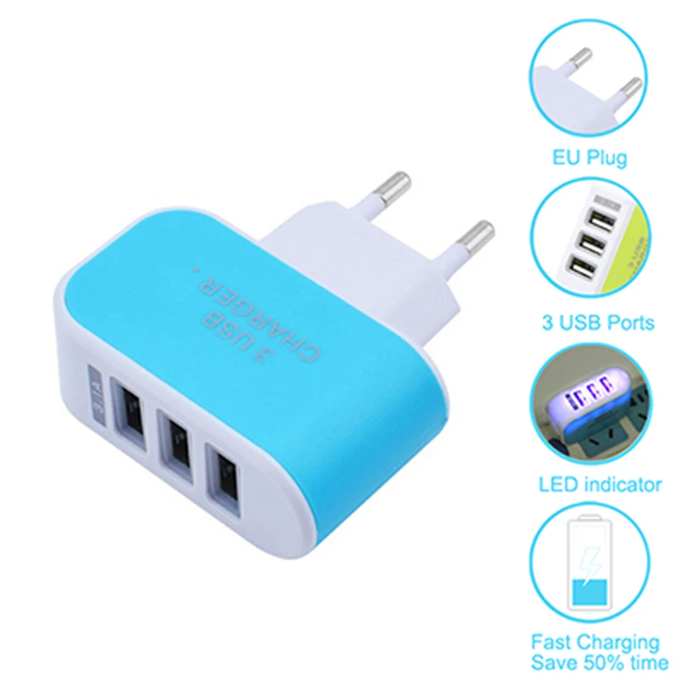 Мобильный телефон адаптер для настенного зарядного устройства 3 USB несколько портов ЕС вилка адаптер питания Зарядка Быстрая зарядка для iPhone Android samsung