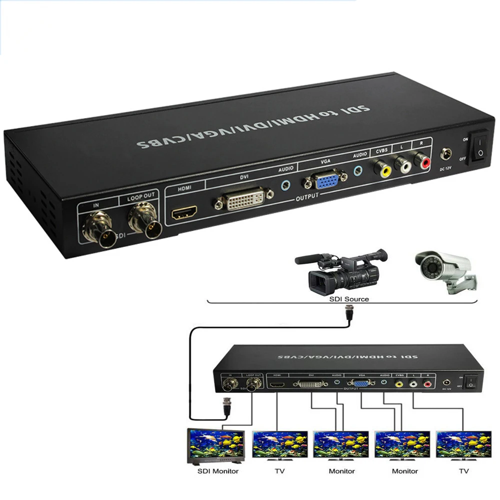 SDI 3G к HDMI DVI VGA AV конвертер усилитель скалер с петлей выход ко всем конвертер|sdi to
