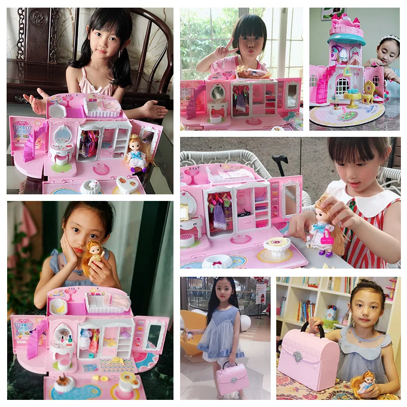 

Doll House Hand Bag Accessories Cute Furniture Miniature Castle Birthday Gift Home Model House Dress Up Doll Toys For Children