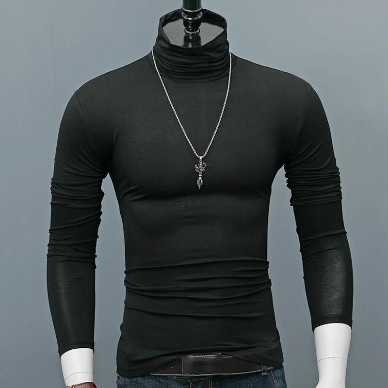 ARCSINX футболки с высоким воротником Мужская Модальная облегающая футболка