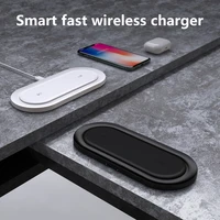 qi 2 in 1 fast wireless charger for iphone 13 12 11 pro max mini xr xs x 8 plus with dual pads charging for samsung s21 s20