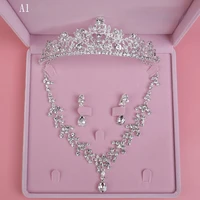 high quality fashion crystal wedding bridal jewelry sets women bride tiara crowns earring necklace wedding jewelry accessories
