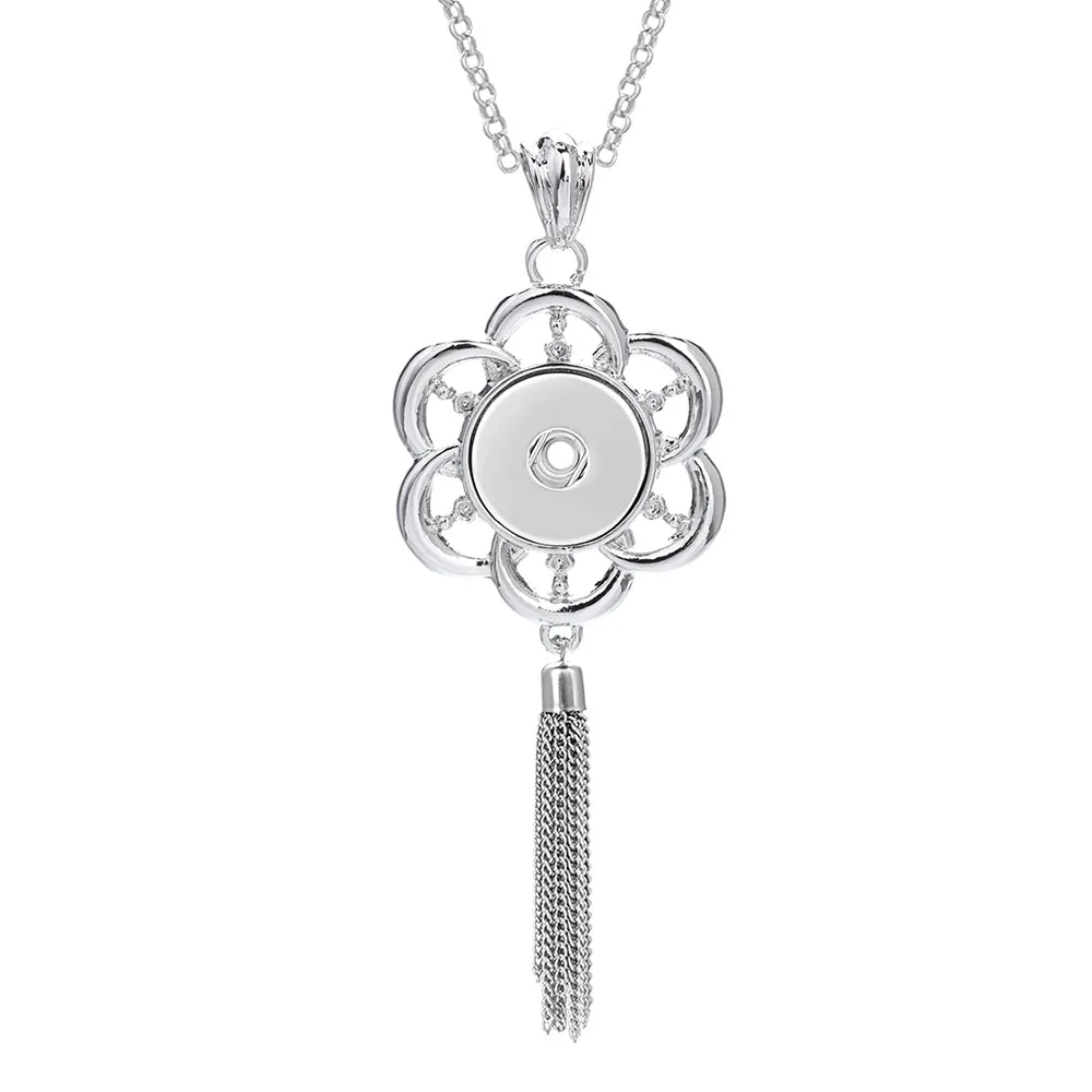 Новое модное ожерелье с кнопкой в этническом стиле серебряного цвета длинной