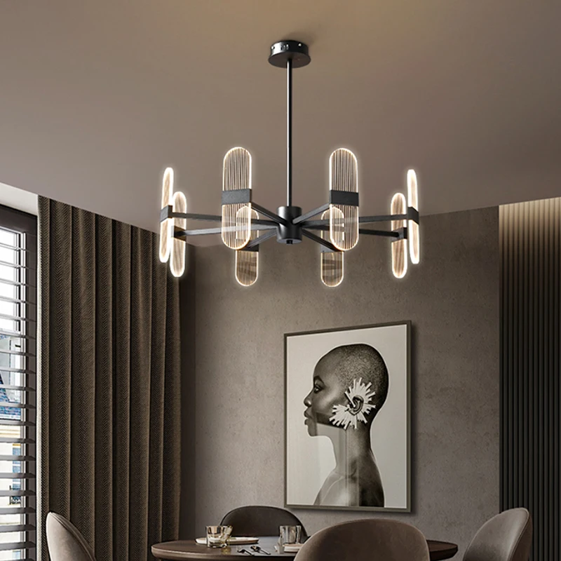 

FANPINFANDO Modern led chandelier for living room bedroom kitchen loft chandeliers indoor lighting Black suspension lamps