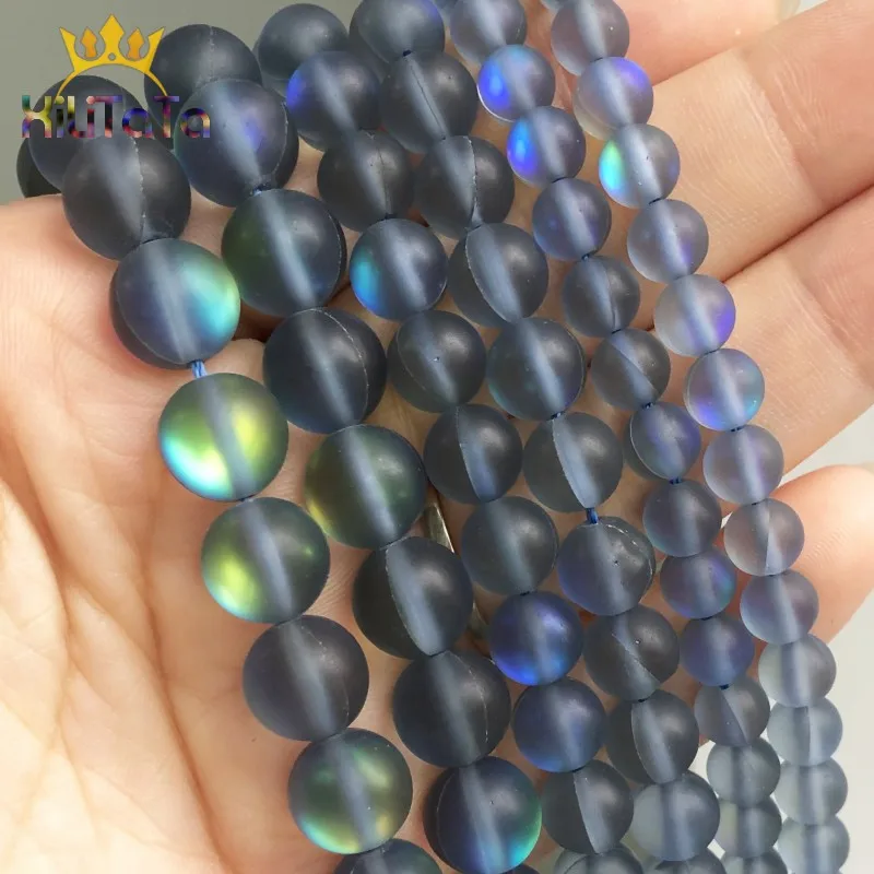 Матовые Австрийские хрустальные матовые бусины с серым блестящим лунным камнем