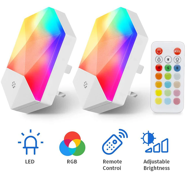 

Hexagon RGB Remote Control Led Night Lights Gradual Dimmable Atmosphere Light for Bedroom Bedside Stairs Lighting 16 Colors Lamp