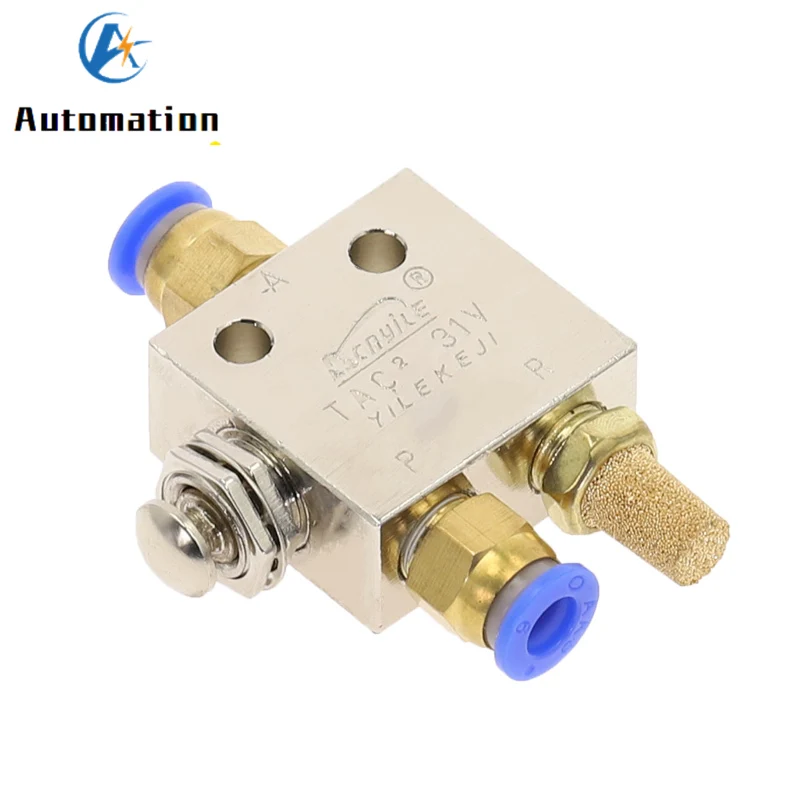 

TAC2-31P Air Pneumatic 1/8" 2 Position 3 Way Reset Push Button Switch Mechanical Valve