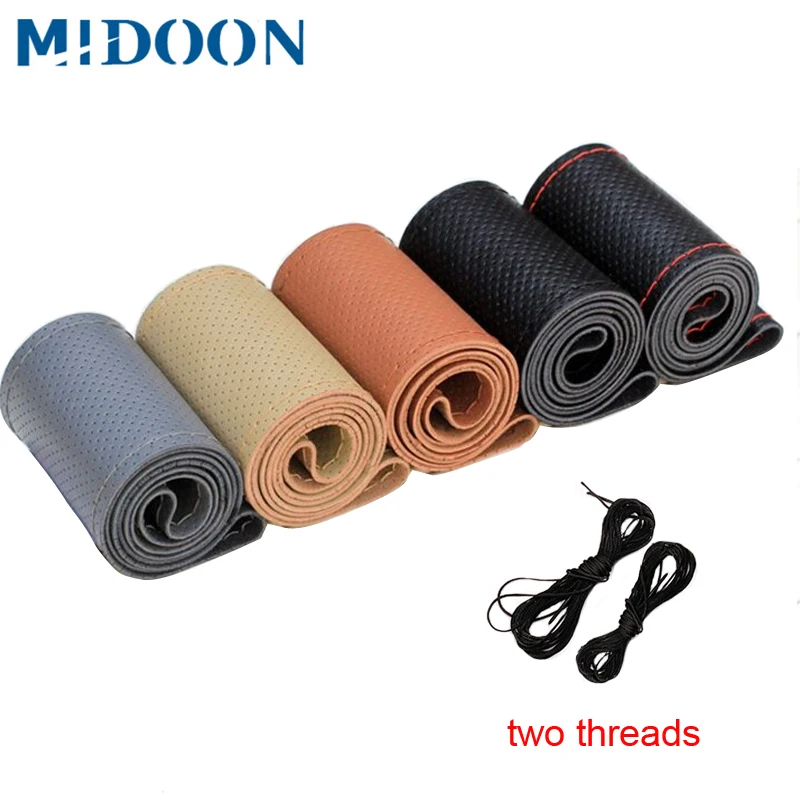 Non slip Чехол рулевого колеса автомобиля Диаметр 38 см мягкая кожаная оплетка на