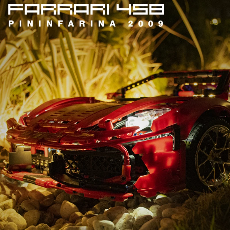 High-Tech RC Ferraried 458 With LED Dust Cover 3380PCS Building Blocks Creative Super Sport Car Bricks Toys For Kids Gifts | Игрушки и