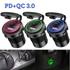 Автомобильное зарядное устройство PD Type C QC 3,0, USB-розетка с выключателем, адаптер питания, водонепроницаемый, для 12 В, 24 В, для грузовиков, лодок, домов на колесах, мотоциклов