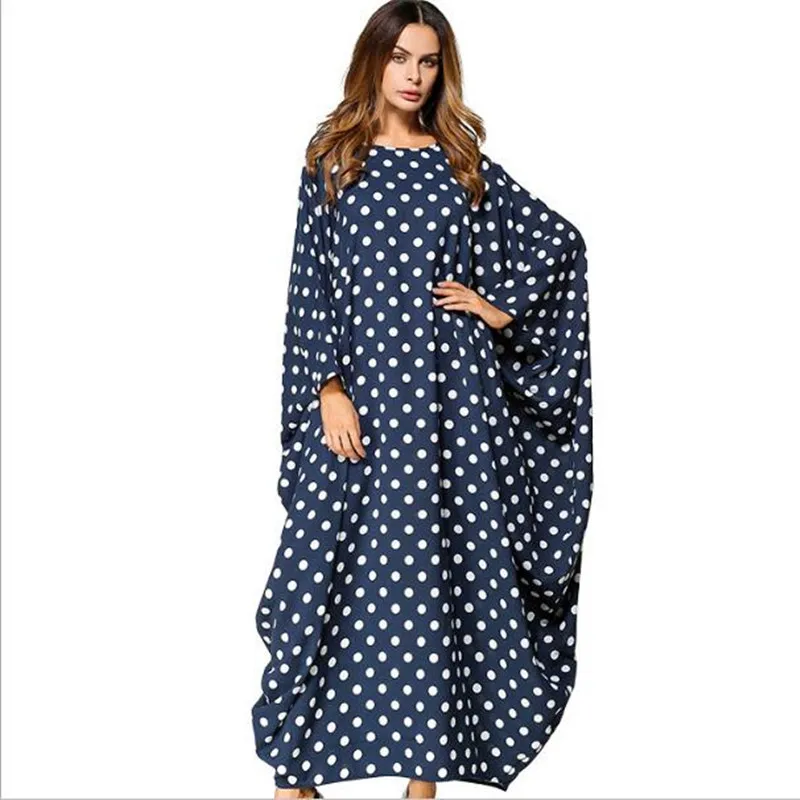 Мусульманское длинное платье для девочки в горошек abaya рукав летучая мышь