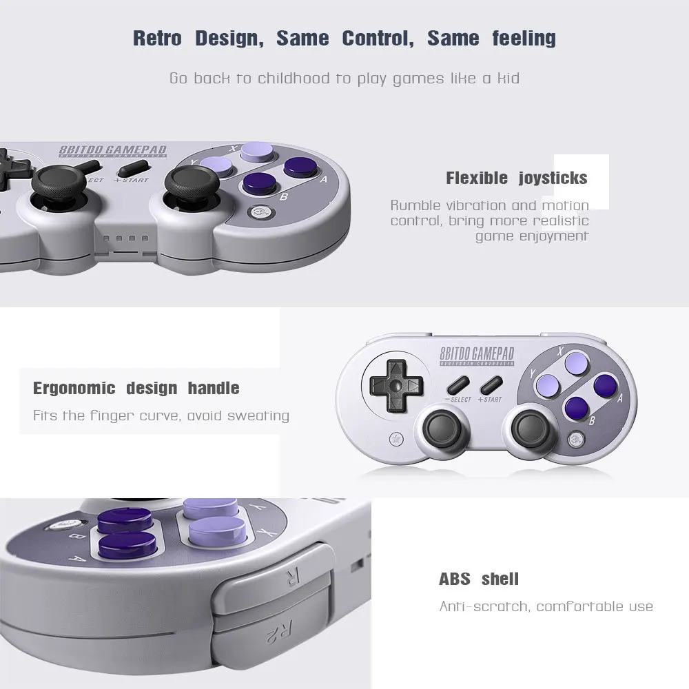 Official 8BitDo SF30 Pro Wireless Bluetooth Gamepad Controller with Joystick for Windows Android macOS Nintendo Switch Steam