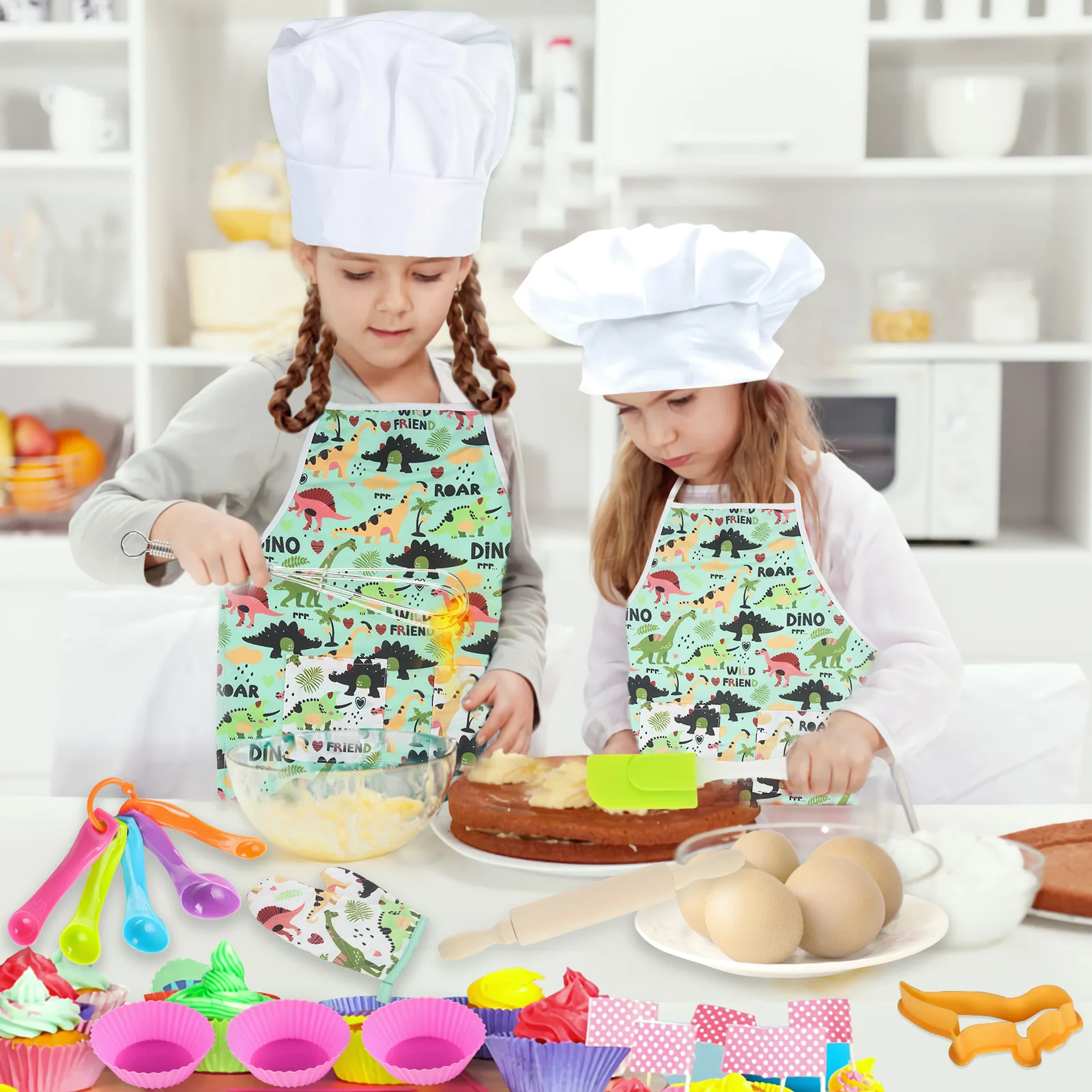 25Pcs Chef Set Kitchen Cooking and Baking Kit Food Cake Mold Tool Dress Up Role Play Toy Apron for Kids Gift Accessories | Игрушки и