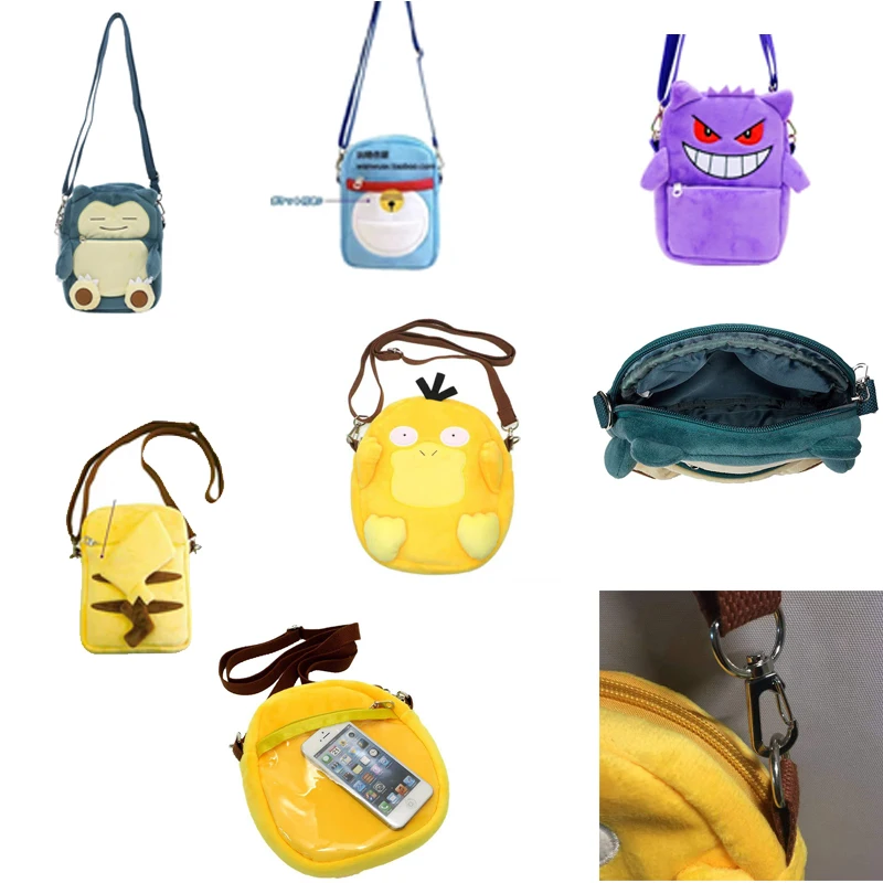 

Сумка-мессенджер Pokemon Pocket Psyduck Snorlax Gengar, женская сумка, кошелек для монет, плюшевая Милая Детская сумка, игрушки