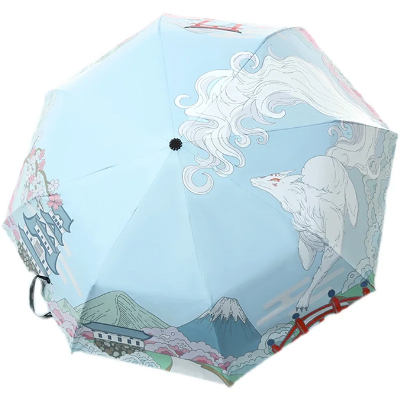 

Anime Natsume's Book of Friends Madara Dual-use Umbrella Portable Folding Sun Rain Umbrella Men Women Student Umbrella