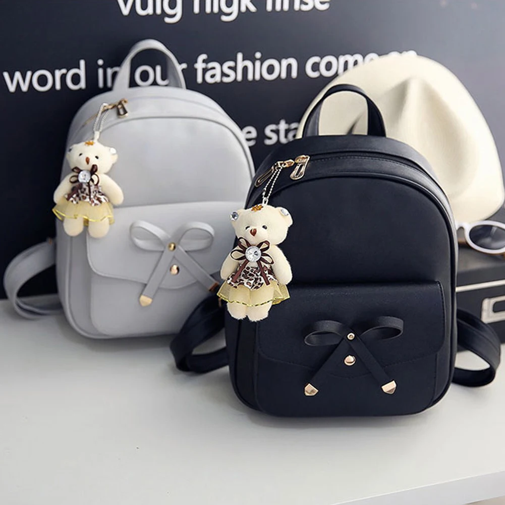 4 pcs/Set Women Backpack Small Size Fashion Teenage Girls PU Leather Backpacks with Purses Mochila Feminina | Багаж и сумки