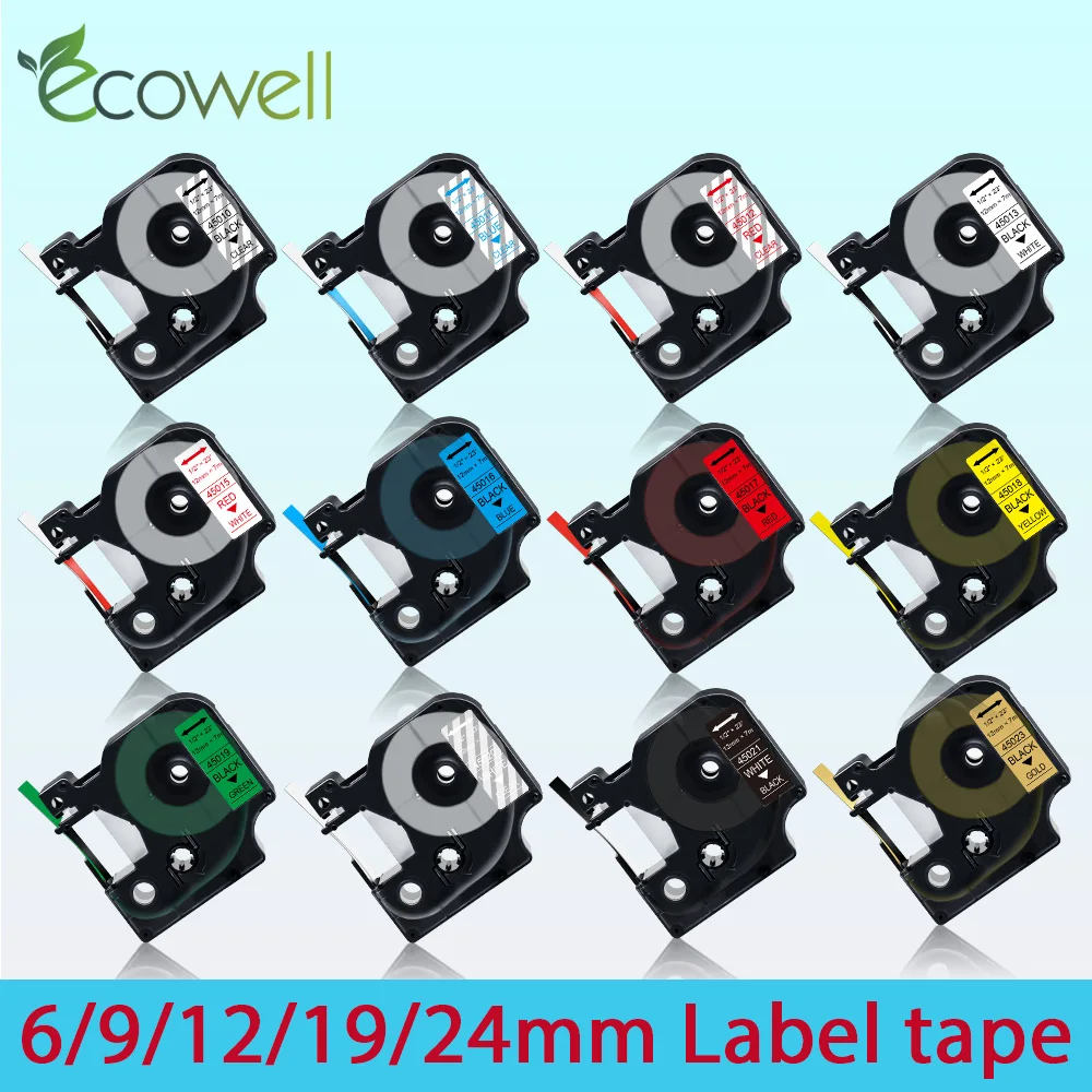 Ecowell 6/9/12 мм совместим с Dymo D1 45013 40913 43613 40910 45010 45016 кассета этикеток для LabelManager LM 160 280